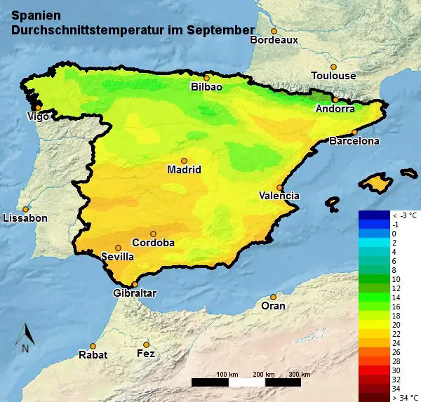 Spanien Wetter & Klima im September Temperatur & Regen